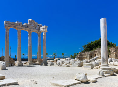 Old ruins in Side Turkey archaeology 
